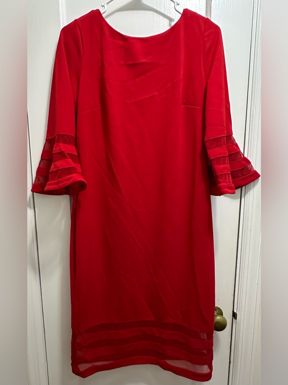 Calvin Klein: Red Bell-Sleeve Dress